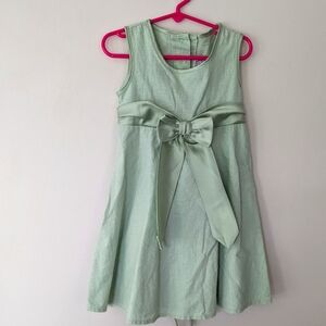 Brooke Lindsay Linen Blend Sleeveless Satin Bow Tieback Dress Sage Green size 5
